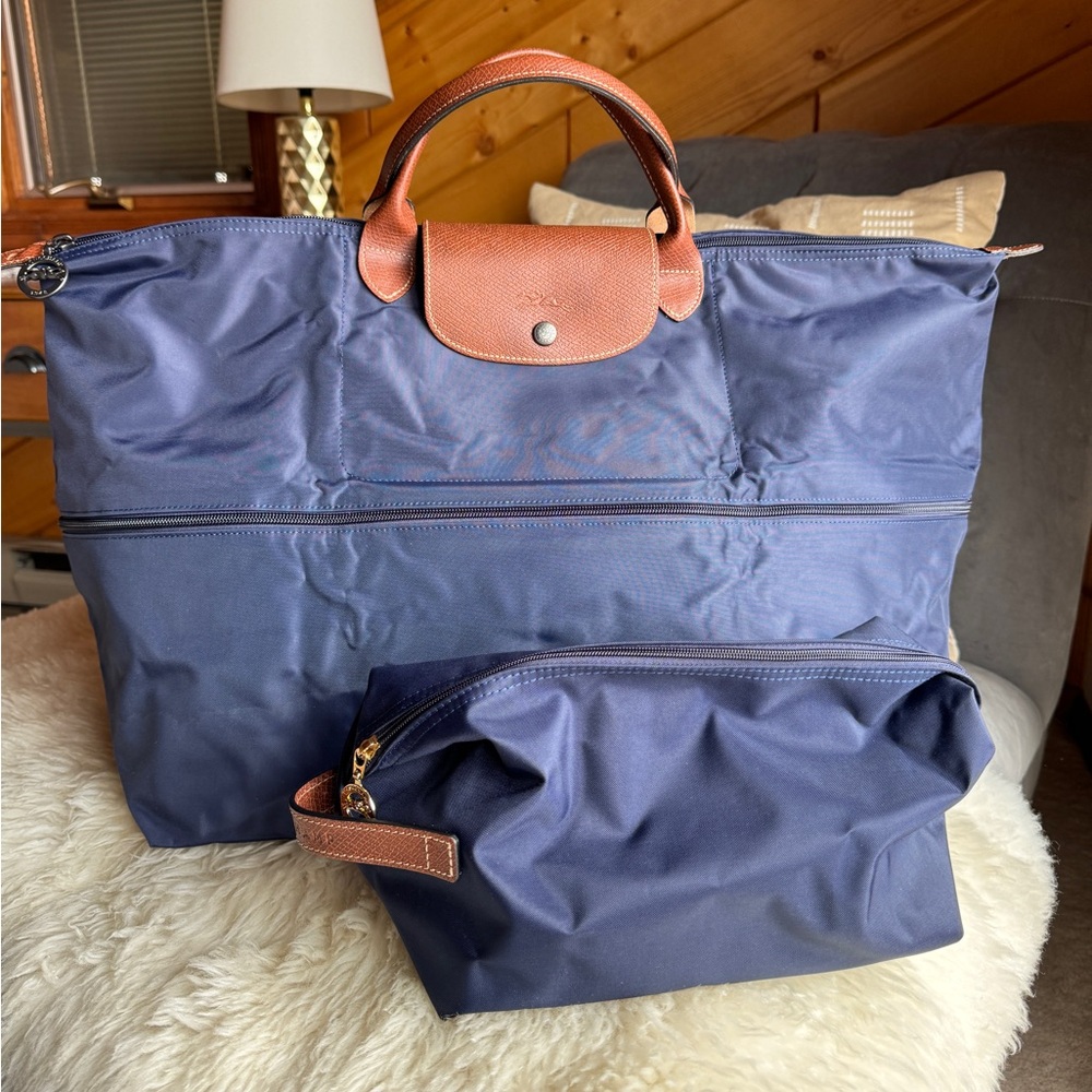 Navy Blue Tote and Pouch Set